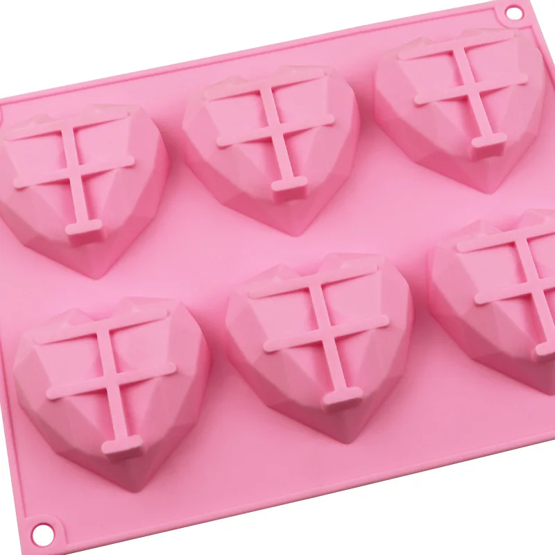 6 Cavity Diamond Love Silicone Cake Mould Silicone 3D Heart Shape Fondant  Cake Mousse Chocolate Baking Mold Modelling Decor - Price history & Review, AliExpress Seller - ruyunhome Store