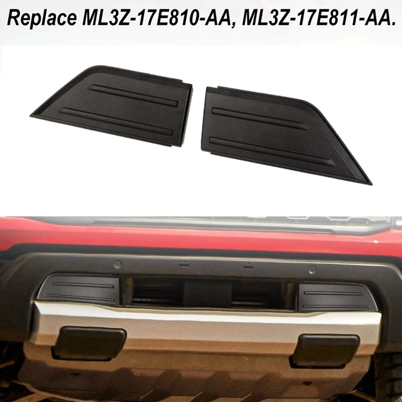 앞 범퍼 가드 패드 인서트 엔드 캡 커버 그릴, 포드 F150 2021-2023 ML3Z-17E810-AA ML3Z-17E811-AA, 2 개