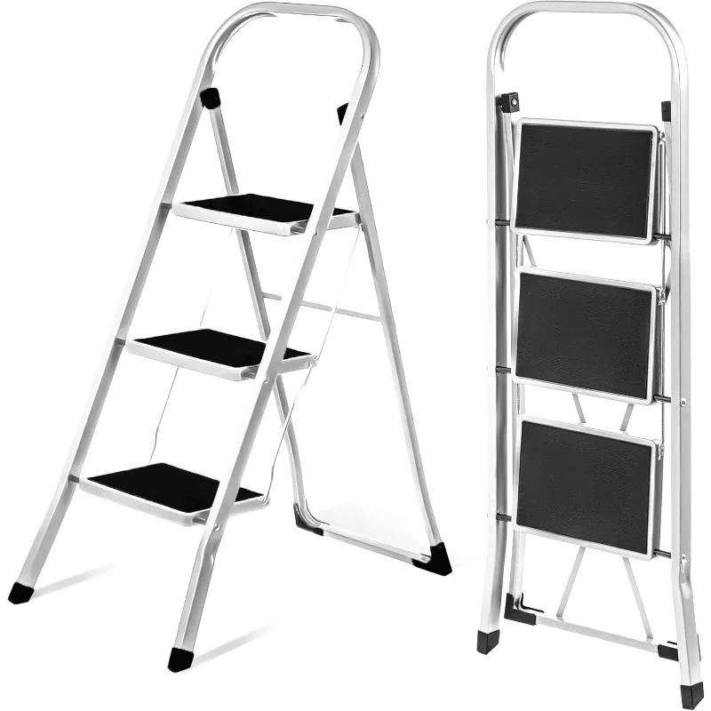 Step with Armrests | Foldable Step Stool, Non-slip Pedals | Robust Light Steel | 330 LBS Capacity 2