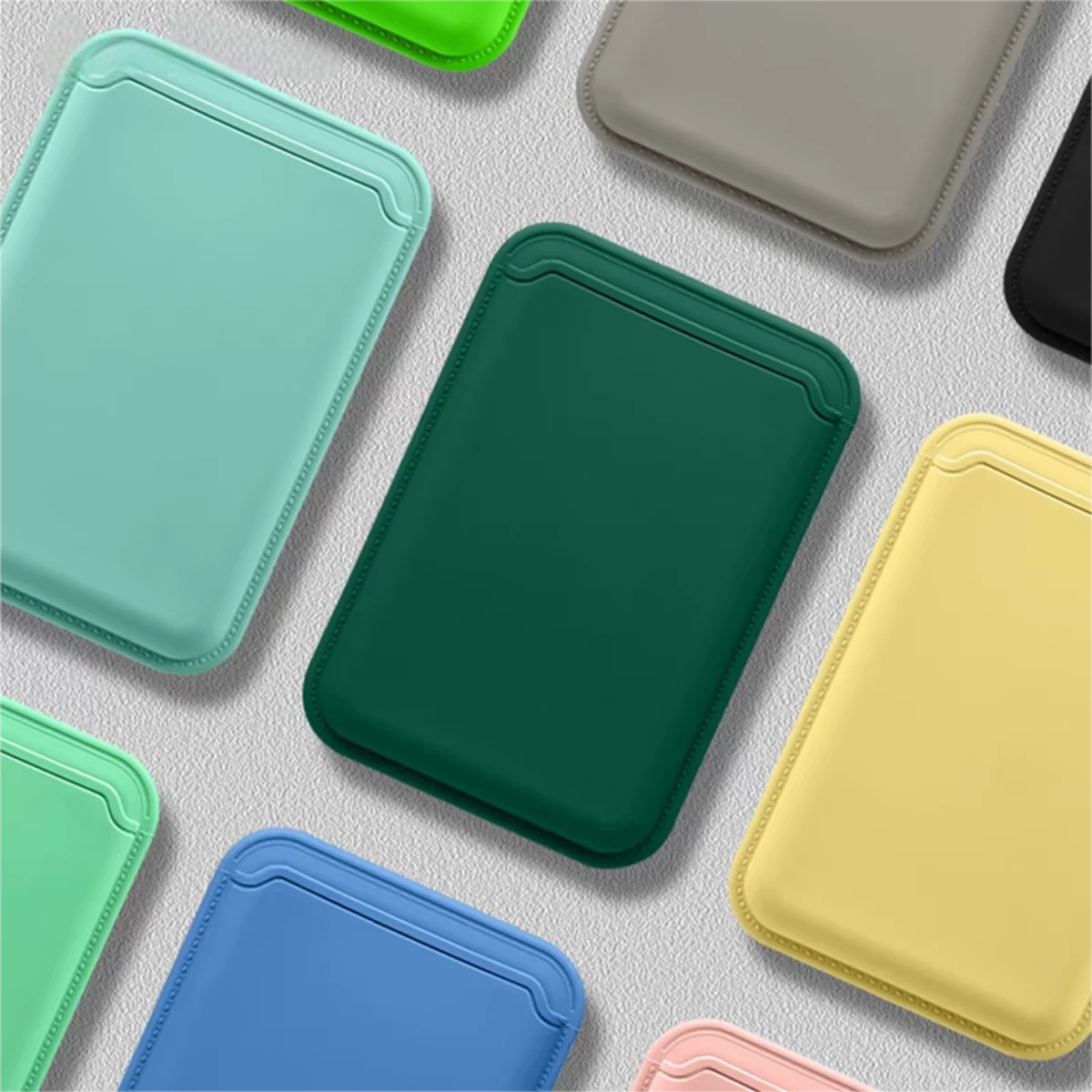 Magnetic Silicone Wallet Stand with RFID Protection and Photo Pocket