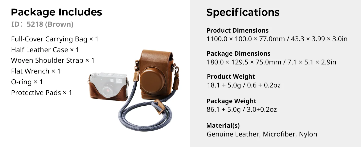X half Leather Case Kit for FUJIFILM X half with Full-Cover Carrying Bag, Half