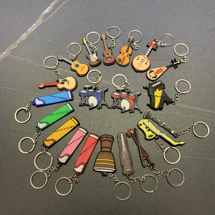 Silicone Guitar Keychain - Cartoon Musical Instrument Gift Pendant