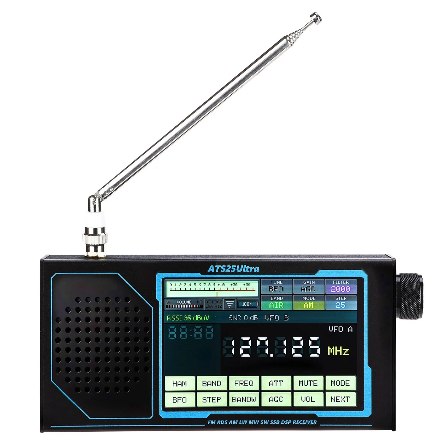HamGeek ATS25 ULTRA FM SW SSB MW LW AIR SDR 수신기 항공 밴드 수신기, 4인치 터치스크린 탑재, 블루투스 및 와이파이 지원
