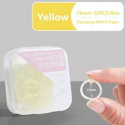 Plastic Ring Binder Circles for DIY Albums and Loose-Leaf Books - Office Binding Supplies (10/15/32Pcs, 15/20/25mm) (Yellow-15mm-32PCS)
