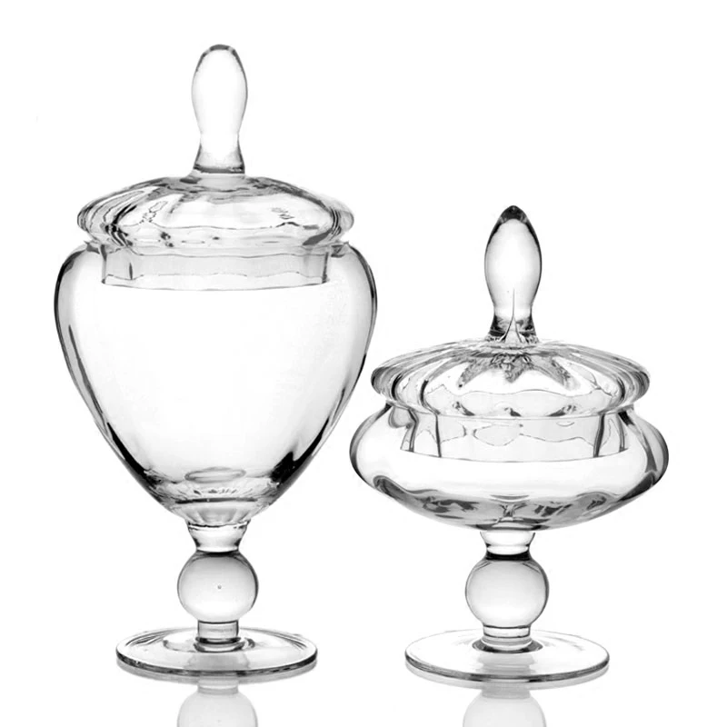 

European-style Crystal Candy Jar American-style Glass Storage Jar Glass Bottle Wedding with Lid Ornament Dessert Decoration Can