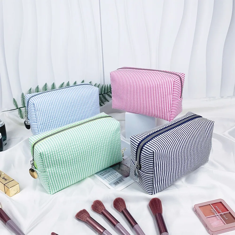 Striped Travel Storage Bag Cosmetic Case Hand-held Large-capacity Multi-purpose Trip Toiletries Pouch Stationery Organizer 3