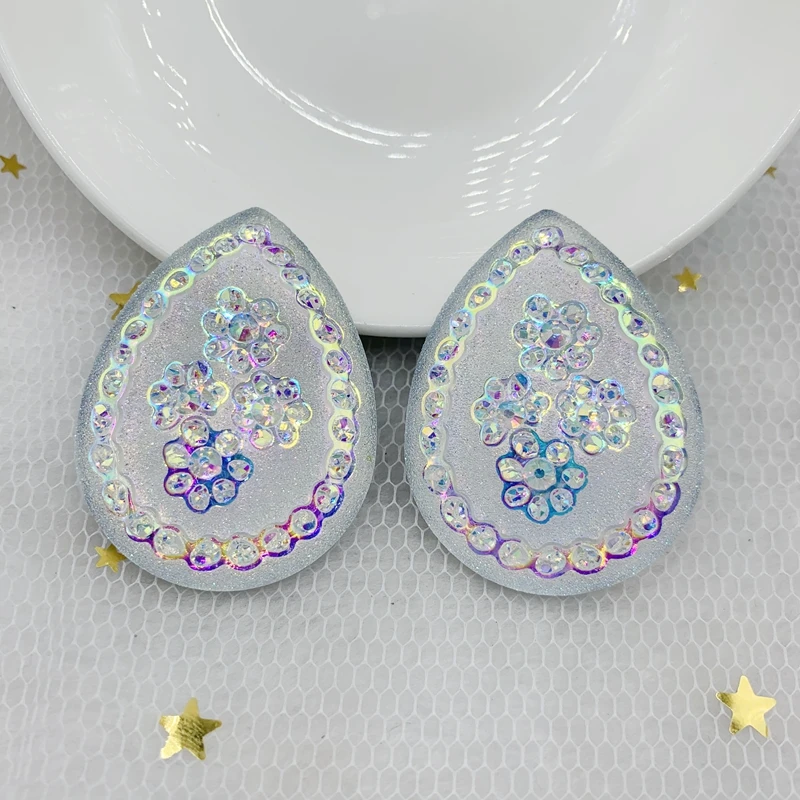 

16pieces/lot 30*40mm little flower Drop Flatback Sew On Rhinestones for DIY Jewelry Accessories AB Color flat back resin