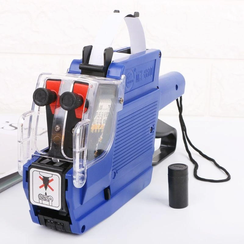 MX-6600 10 자리 숫자 2 라인 Labeller 가격표 건 레이블 소매점 가격 책정 태그 디스플레이 도구 + 잉크 롤러 용 2 줄