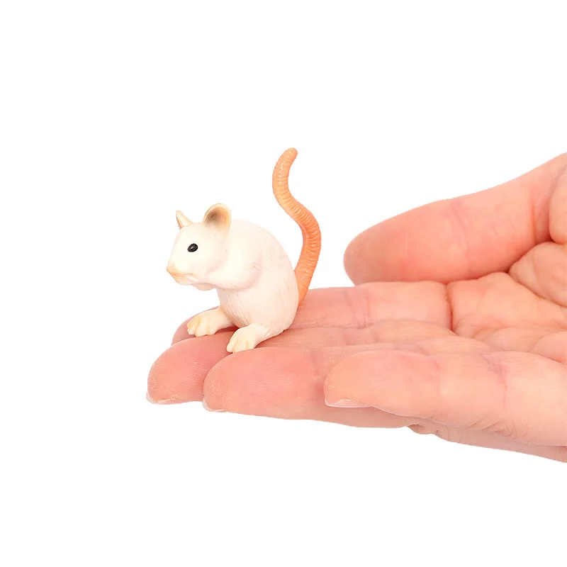 Simulation white mouse model desktop small rat ornament home mice decoration ornament crafts miniature figurines miniature ornament