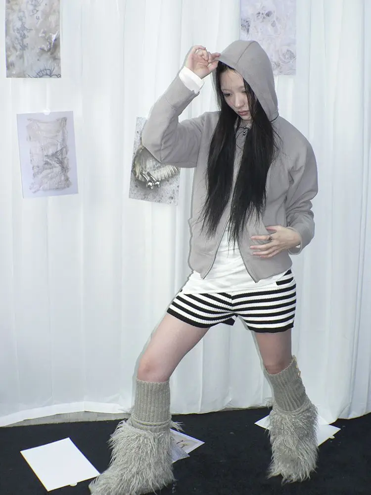 Knitted Women Shorts Short Mujer Vintage Fashion Striped Ropa De Mujer High Waist Tunic Shorts Summer Pantalones Cortos De Mujer_ecoleips.com