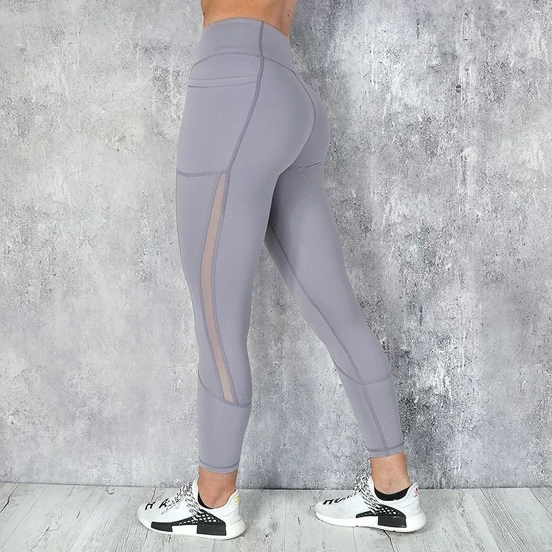 Black Sexy Women Yoga Sport Leggings Phone Pocket Fitness Running Pants Stretchy Sportswear Gym Leggings Slim Yoga Pant