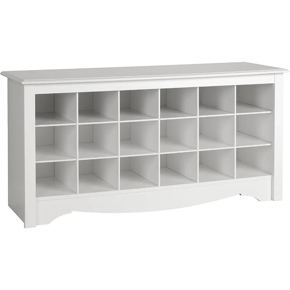 

White Shoe Storage Cubbie Bench Freight Free Stool Furniture Living Room Home Pouf