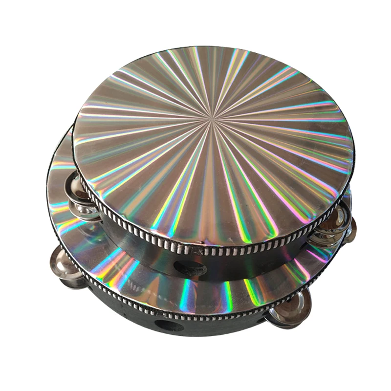 Musical Tambourine Drum Round Percussion Jingles Portable for Children Performance