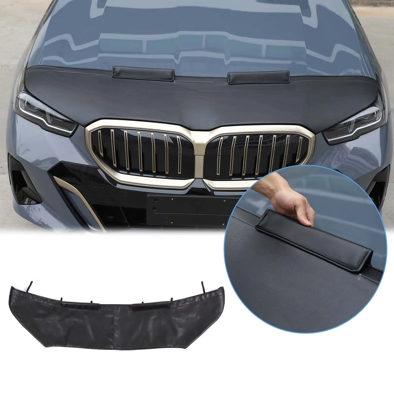 

For BMW 5 Series 2024+Car Hood Sand and Stone Deflector Protection Cover Leather Exterior Modification Protection Accessories