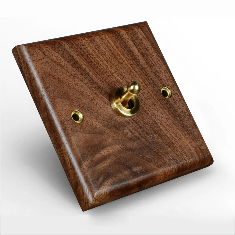 Personality-1-4-Gang-2-Way-Walnut-Solid-Wood-Toggle-Switch-Brass-Lever ...