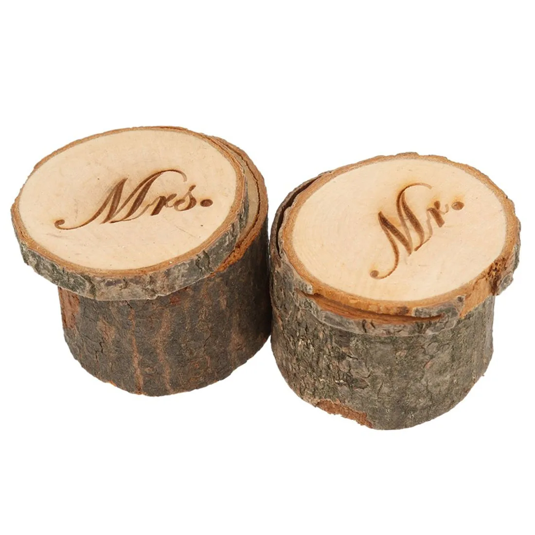 

2pcs Mr & Mrs Shabby Chic Rustic Wedding Ring Pillow Holder Box Made of wood