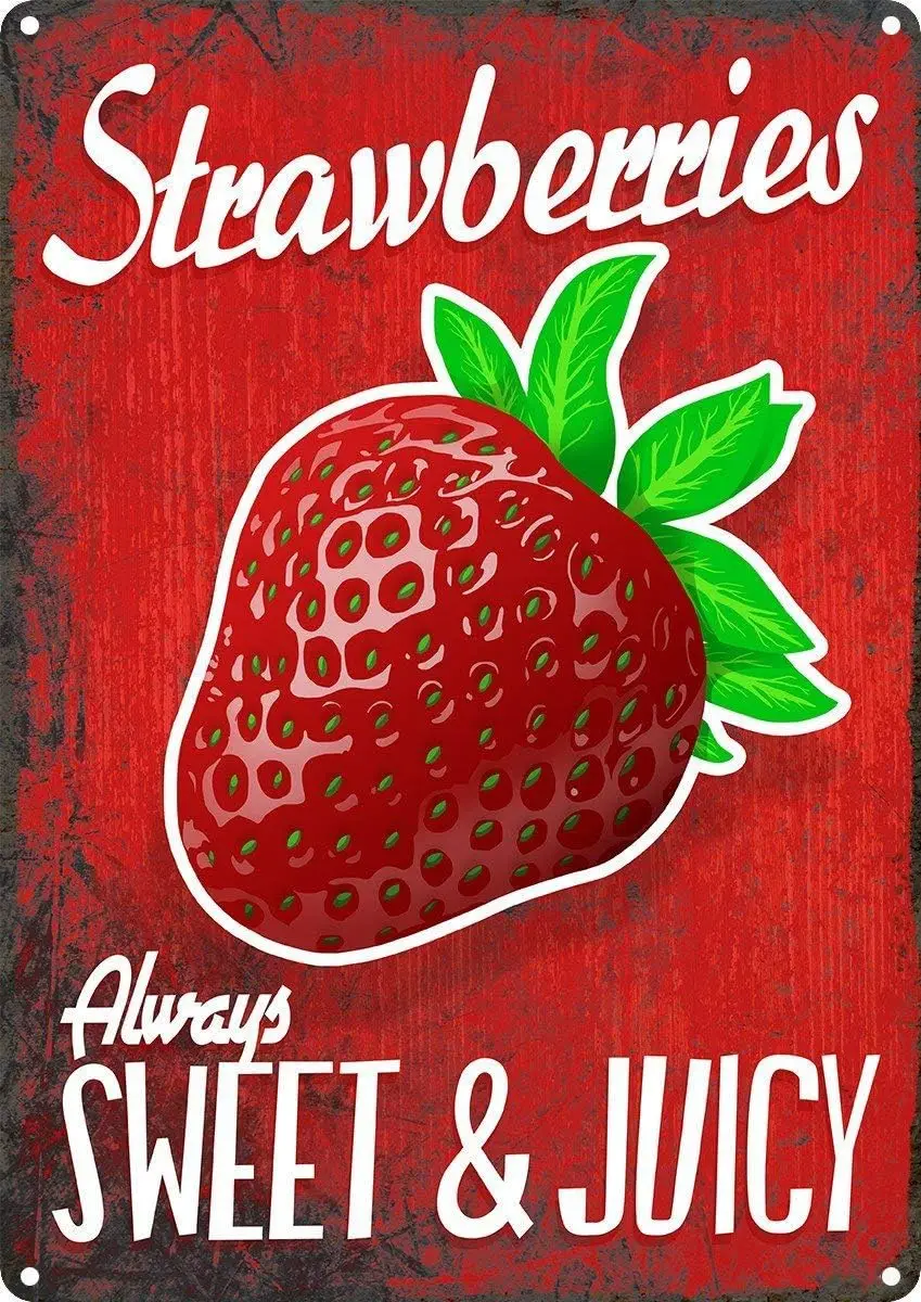 Vintage Metal Tin Sign Fragole Alway Sweet & Juicy Insegne In Alluminio Garden Yard Signs Decorazioni Natalizie Home Farm Art Wall Sign