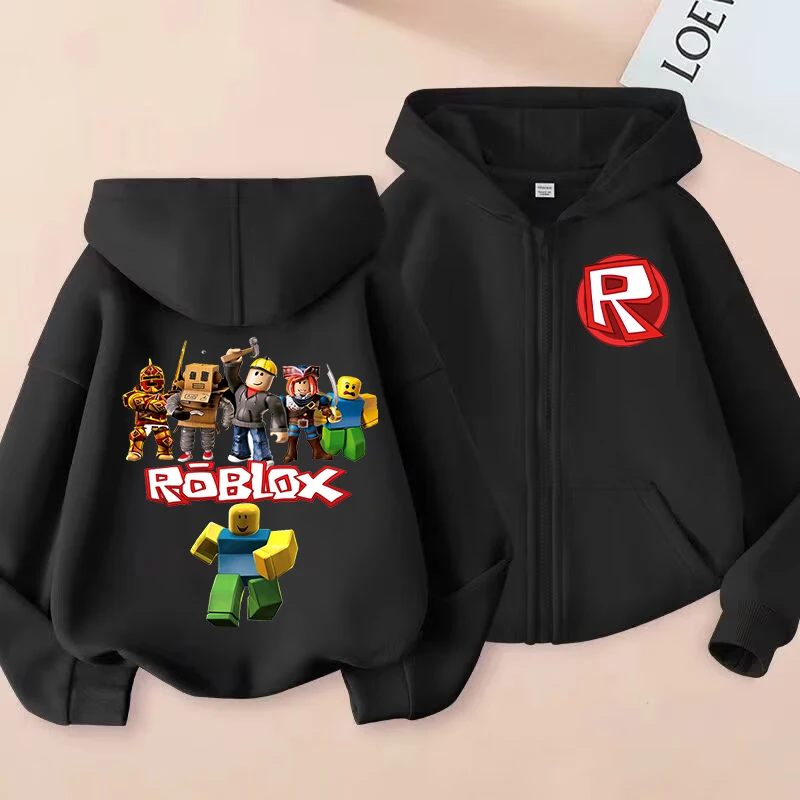 New Roblox Children Hoodie Coat Cartoon Figure Printed Zippered