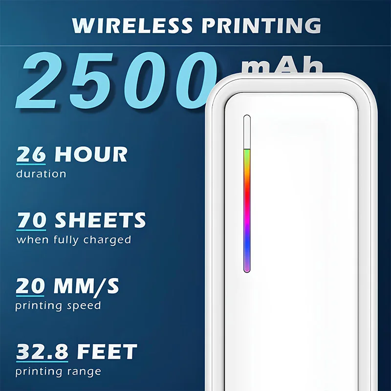 Portable A4 Thermal Printer Bluetooth Photos PDF Document Printing Machine Folded Rolls Paper For Office Work Home School Travel - 4