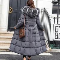 Long Down Cotton Parkas Coat Female New Winter Over Knee Loose Large Fur Collar Hooded Warm Thick Parkas Women  Padded Overcoat 1