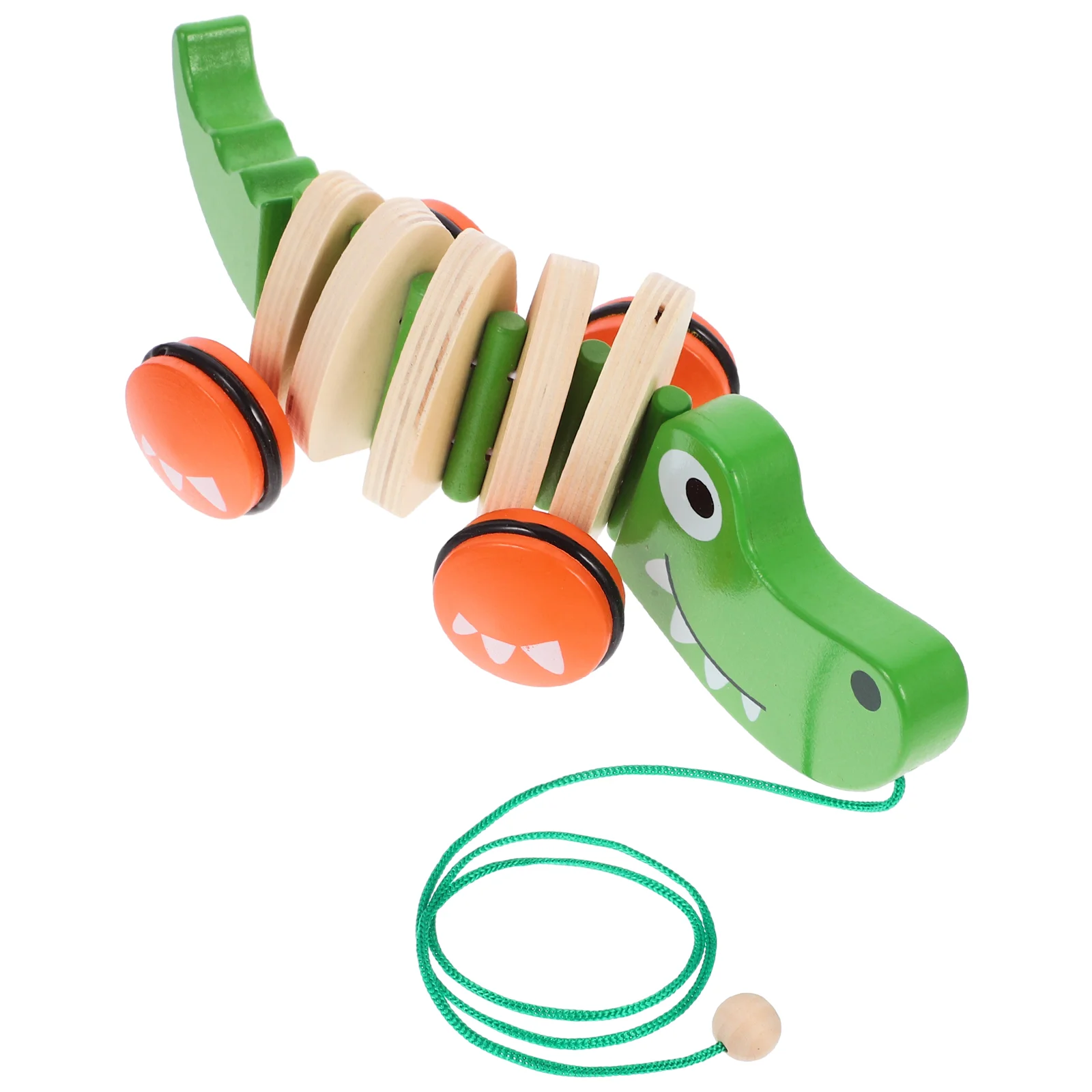 

Wooden Toy Car Educational Pull along Early Creative Drag Pulling Tie Rod String Toys Toddler Baby Crocodile