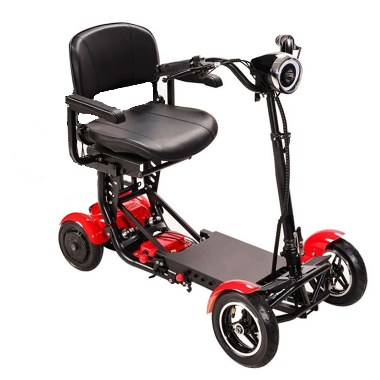 Double Motor All Terrain Foldable Electric Scooter 4 Wheels With Seat Handrail For Adult Elderly Folding