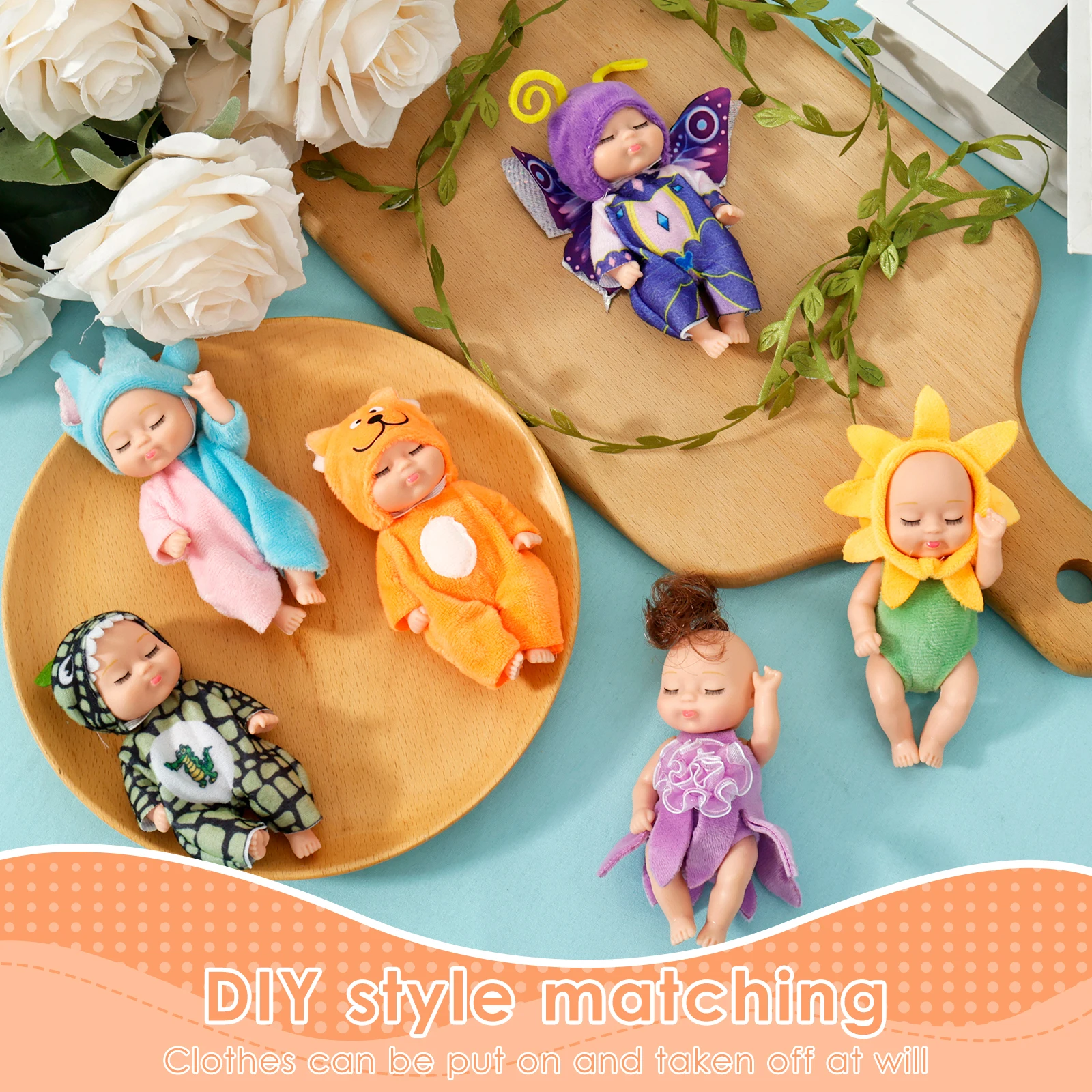 6-12Pcs Reborn Puppe Kit Spielzeug Simulation Prinzessin Puppen Spielzeug Mini Nette Schlafende Baby mit Kleidung Weihnachten geburtstag Weihnachten Geschenk – Detail 4
