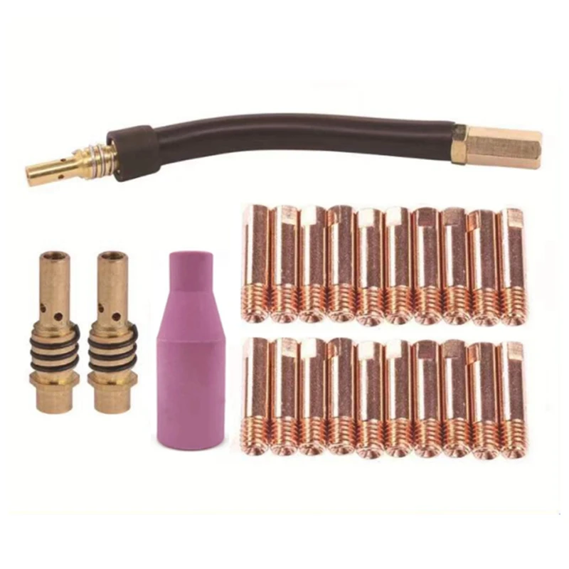 

New 24Pcs 15AK For Binzel Torch/Gun Consumables Electrode Link Rod Tips Goose Neck Bend For MIG Welding Machine 0.8Mm