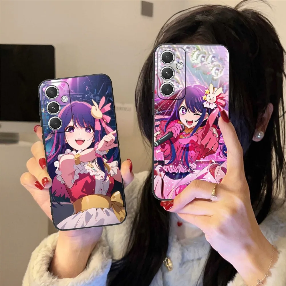 Anime Ai Hoshino Cute Phone Case For Samsung Galaxy S24 S23 S22 S21 S20 S10 S9 Plus Fe Ultra Lite Black Soft Phone Cover Funda