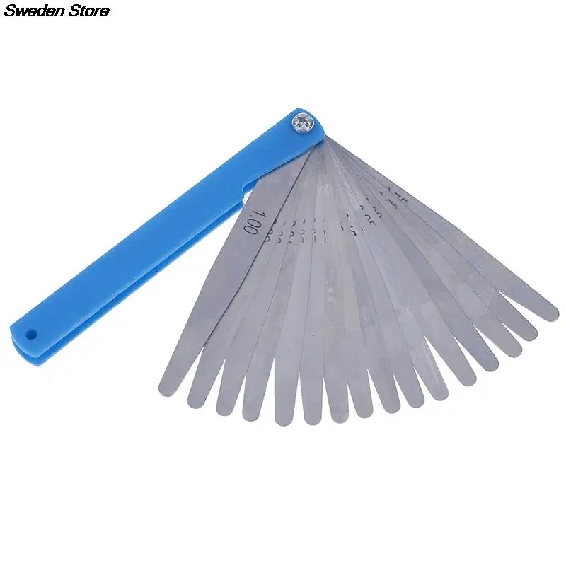 1 Set Foldable Metric Feeler Gauge 17 Blades 0.02-1.00mm Measurements Tools Stainless Steel Thickness Gap Filler Feeler Gauges feeler gauge
