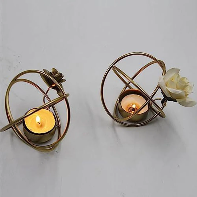 

Metal Candle Holder,Candlestick Holder Desktop Candle Holder Geometry Candlestick For Candlelight Dinner-Party Decors Durable