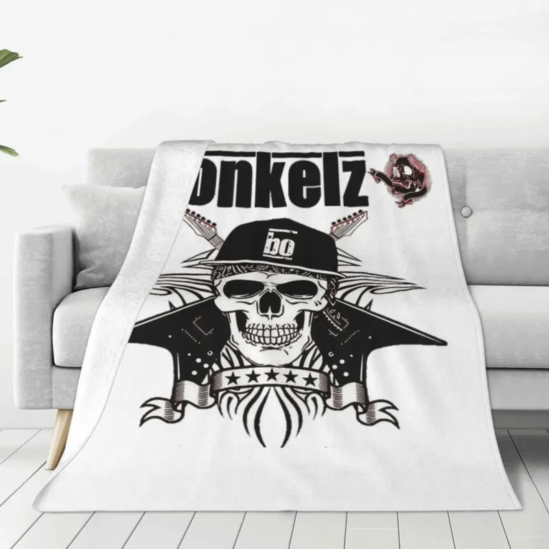 

Вязаное одеяло с черепом Bohse Onkelz, немецкое шерстяное покрывало с изображением рок-музыки, домашнее покрывало, индивидуальное легкое покрывало