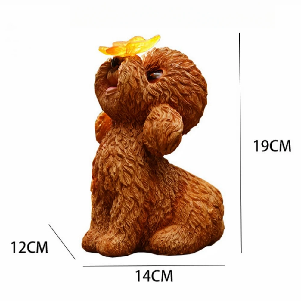Dog Statues Light Outdoor Decor Solar Teddy Statue Garden Decorations Solar Dog Ornaments for Patio, Lawn, Yard Art Decoration 5
