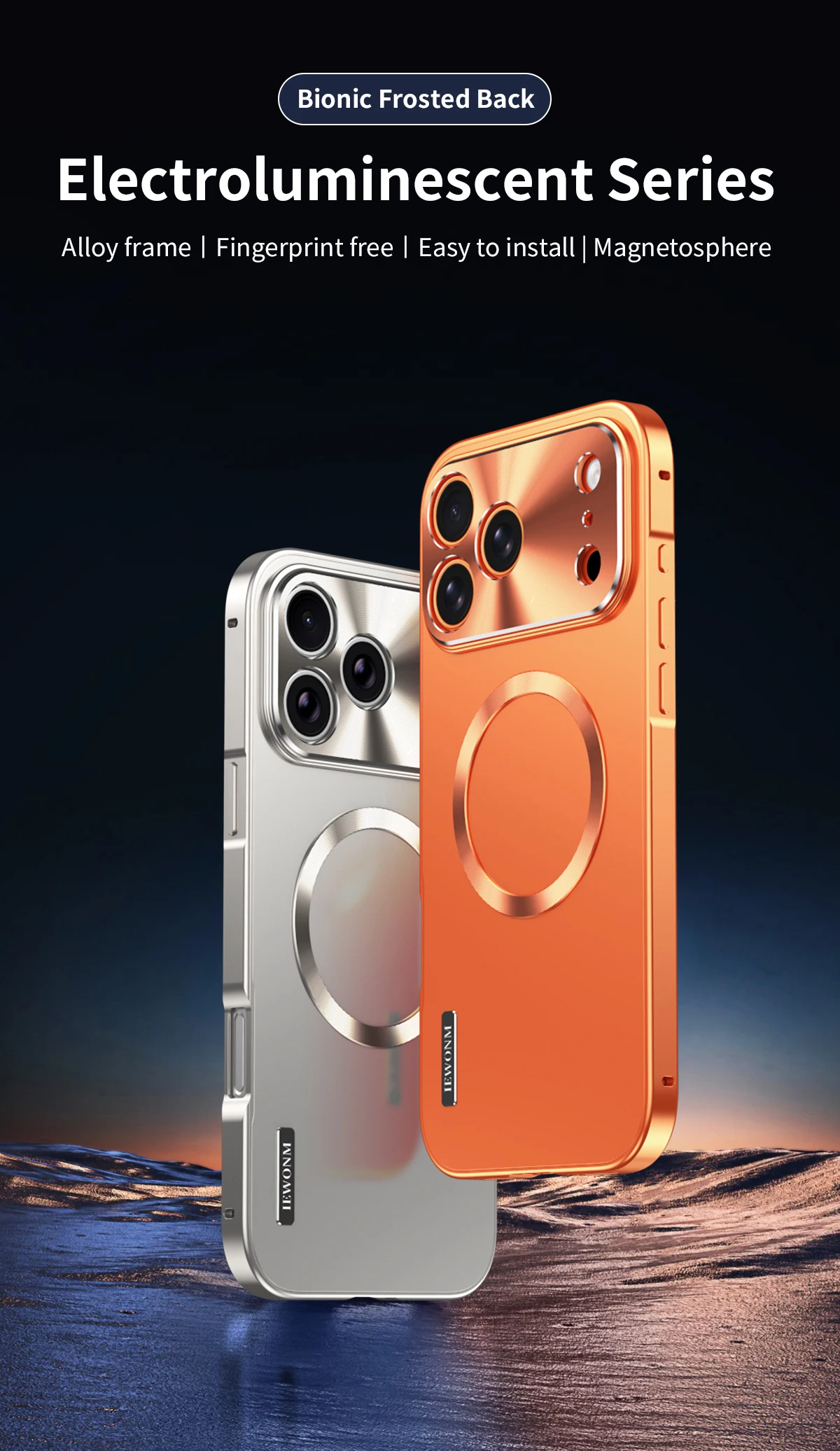 All Aluminum Frame Magnetic Suction PC Frosted Backplate Phone Case, For IPhone 17 Promax 17 Pro Shock-Absorbing Ultra-Thin Case