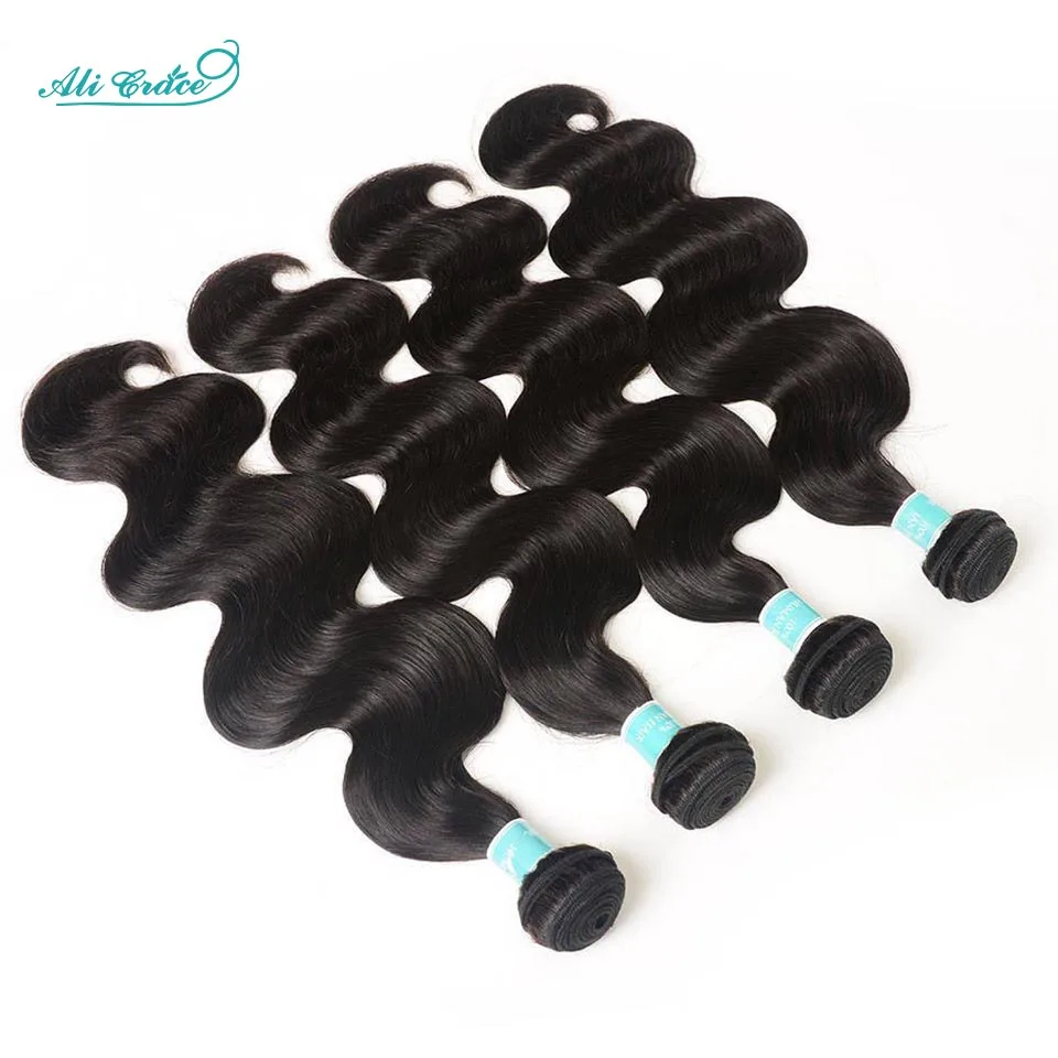 Human Hair Extensions ALI GRACE Hair Brazilian Body Wave Hair 4 Bundles Human Extentions Remy Natural Color Body Wave Human 10-28 inch