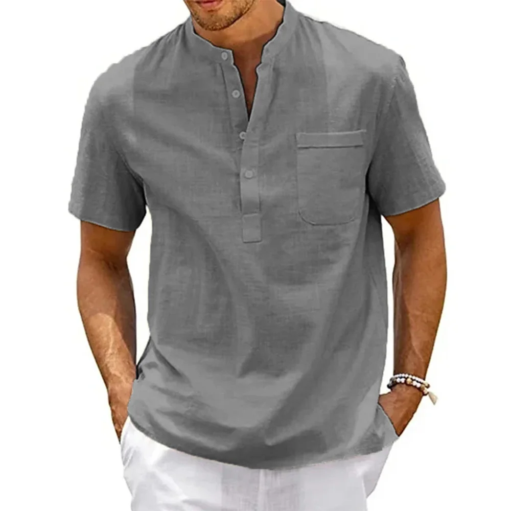 Men’s Cotton Linen Henley 3