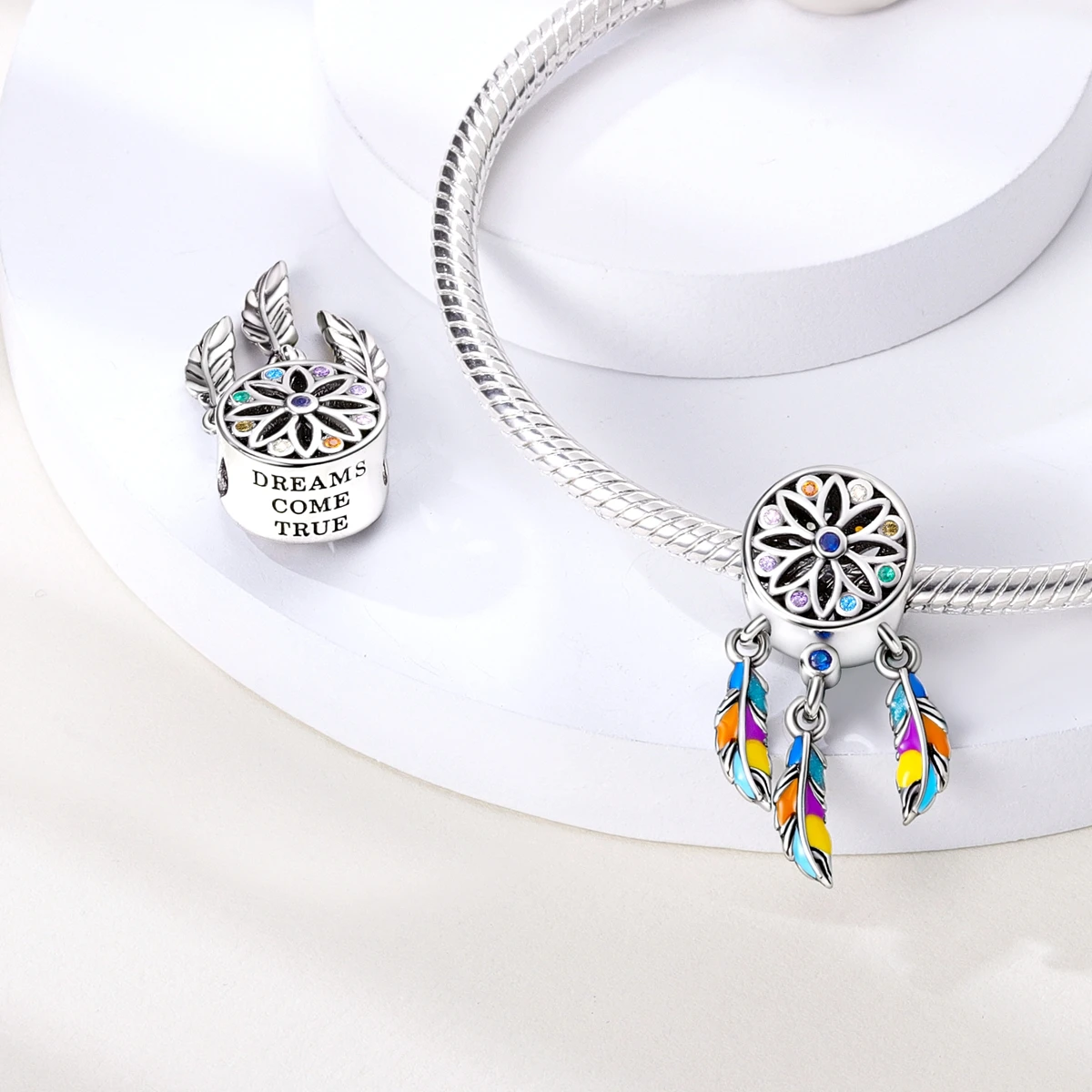 Silver Charm Jewelry silver charm jewelry Silver Plated Cats Firefly Crosses Owls Dreamcatchers Charms Fit Original Pandora Beads Pendent Dangle Bracelet Woman Jewelry
