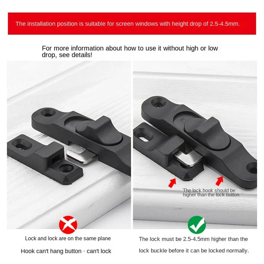 Description Picture 6 of itemSpring Sliding Pull Door Lock Anti Theft Door lock buckle Aluminium Alloy Push-Pull Window Hook Lock Door Window Hardware