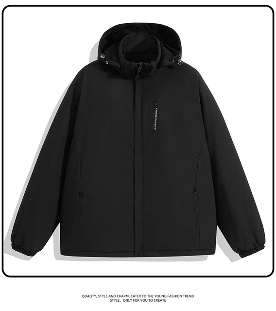 Fleece-Lined Sports Jacket for Men, Outdoor Windproof Outerwear