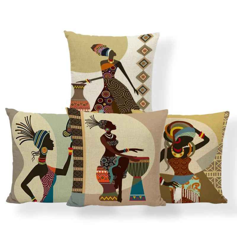 

African Designer Pillow Case Boho Decor Colorful Pretty Women Throw Pillow Cover Sofa Home Decor Pillowcase for Bed Bedroom