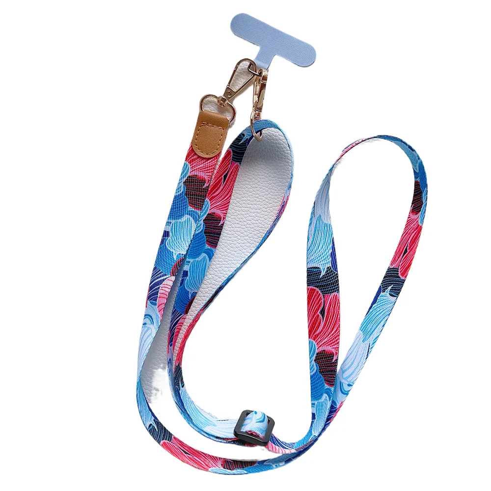 Adjustable Crossbody Retro Pattern Phone Lanyard with Wide Fabric Strap
