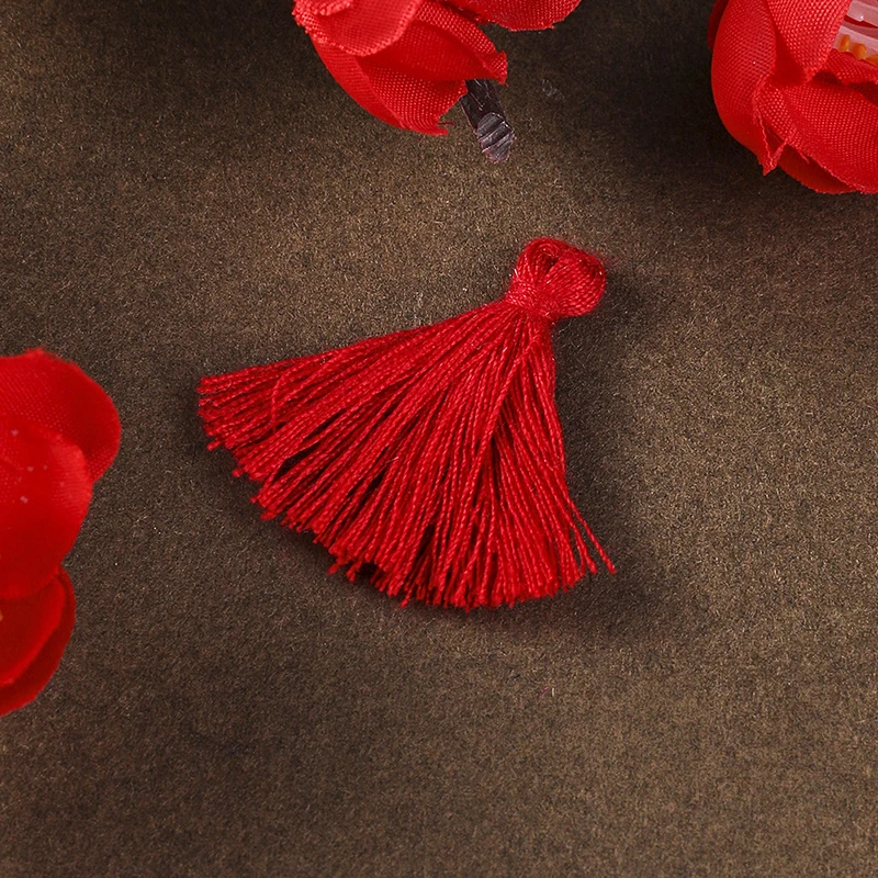 30mm Cotton Tassel Pendants - Red - 2pcs - Beads And Beading