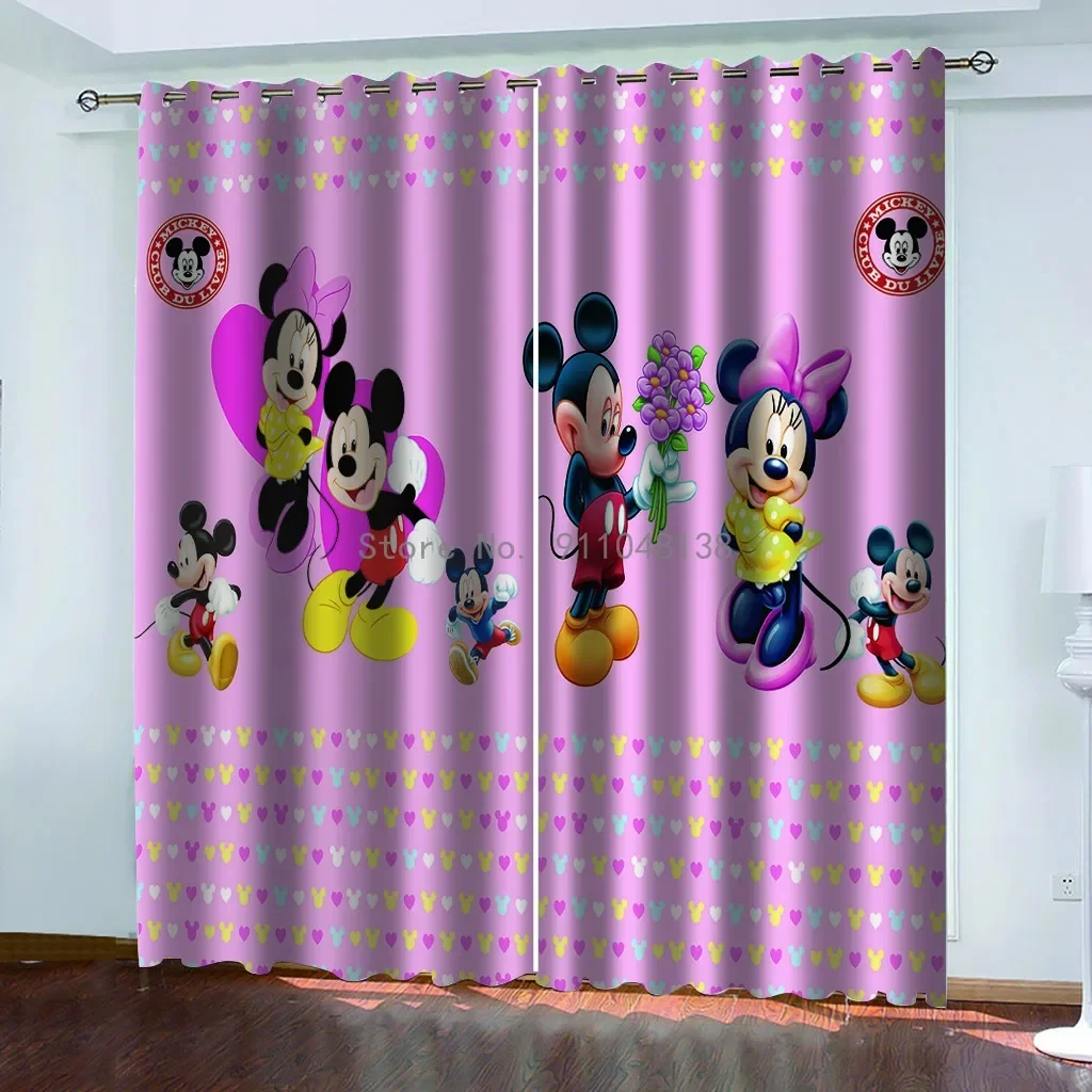 가정 어린이 침실 장식 암막 커튼 디즈니, 미키 미니 마우스, 크리스마스 단열 암막 방 창문 커튼