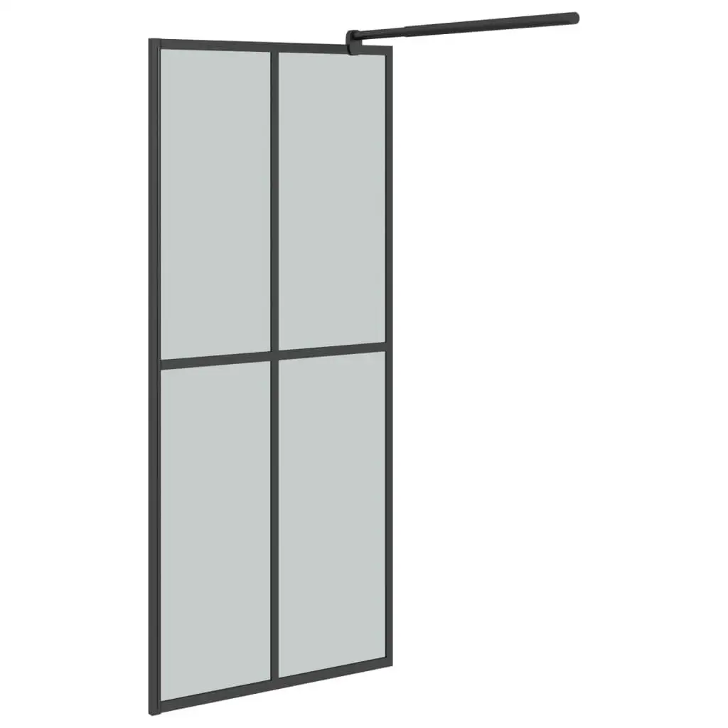 Black 39.4x76.8 Walk-in Shower Wall with Shelf - ESG Glass & Aluminum Design 5