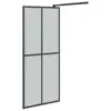 Black 39.4x76.8 Walk-in Shower Wall with Shelf - ESG Glass & Aluminum Design 5