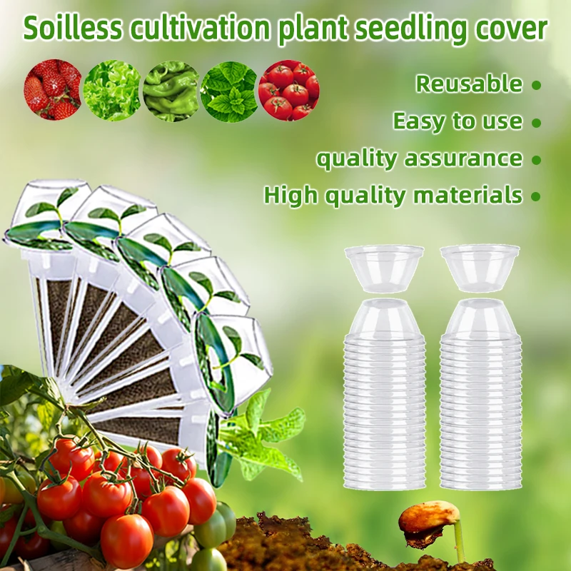 50 Hydroponic plant seedling cover soilless cultivation transparent insulation cover and air generator compatible seed pod kit