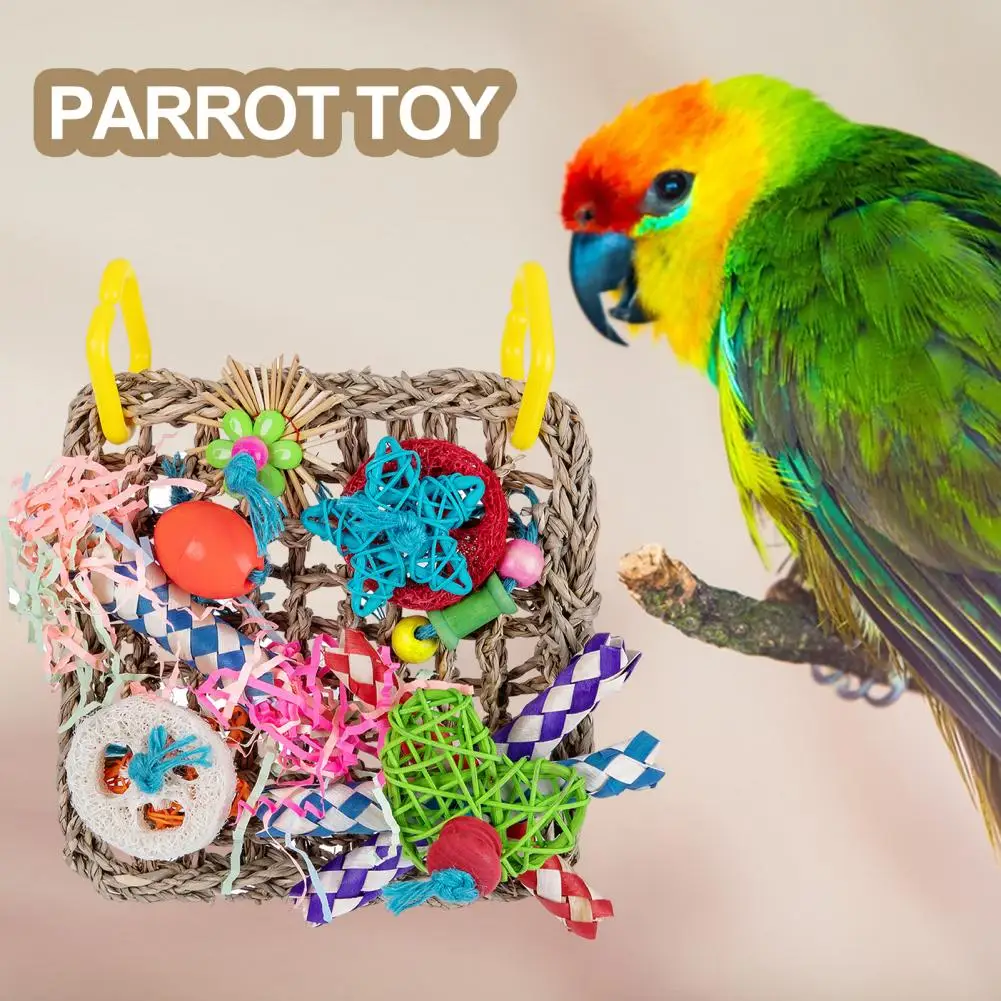 

Hours of Fun Pet Toys Anxiety Relief Parrot Chewing Toys Natural Grass Tubes Colorful Woven Tubes Wire Paper for Pet for Pets