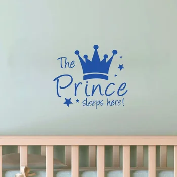 The Princess or Prince Sleeps Here The Crown Custom Girls Boys Room Wall Stickers DIY Wall Decoration Nursery Kids Baby Room 4