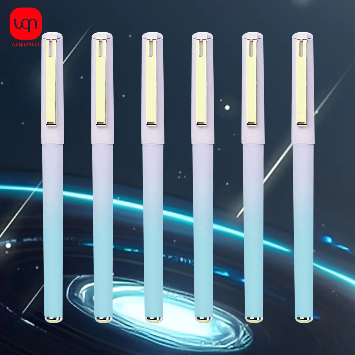 글쓰기 럭셔리 반짝이 재미있는 펜, 잉크, 귀여운 용품, 공부 액세서리, 그라디언트 퍼플 펜, 미적 펜, 학교 물건