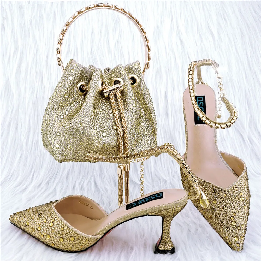 

High-End Party Set Shoes And Bags Open-Toe Heels 7.5CM Ladies Shoes Swan Clutch Bag Mature Sweet Spot Goods